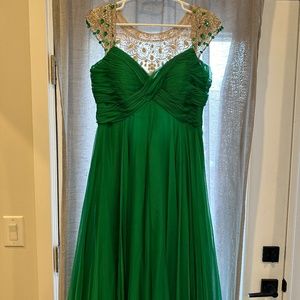 Sherri Hill Emerald Green Illusion Embellished Gown